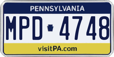 PA license plate MPD4748