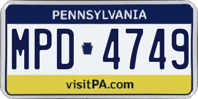 PA license plate MPD4749