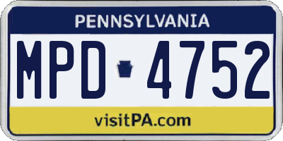 PA license plate MPD4752