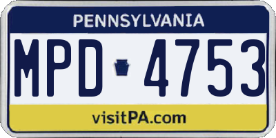 PA license plate MPD4753
