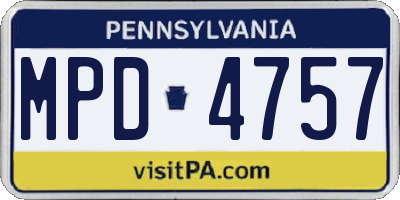 PA license plate MPD4757