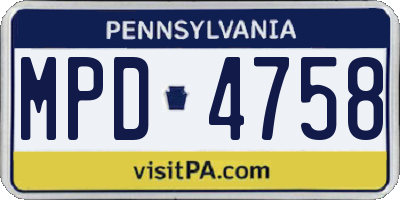PA license plate MPD4758