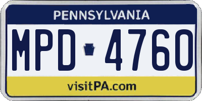 PA license plate MPD4760