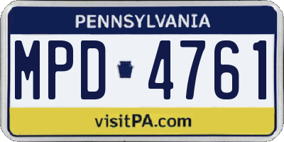 PA license plate MPD4761