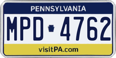 PA license plate MPD4762