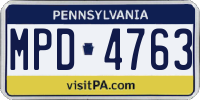 PA license plate MPD4763