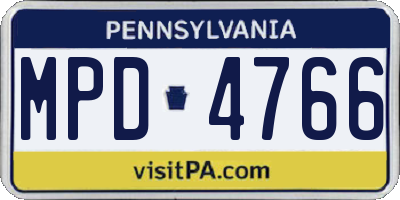 PA license plate MPD4766