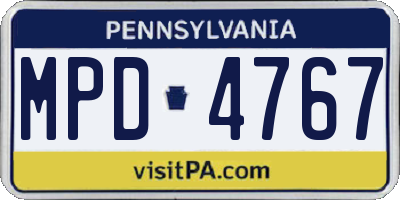 PA license plate MPD4767