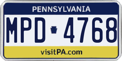 PA license plate MPD4768