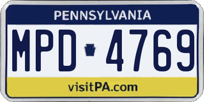 PA license plate MPD4769