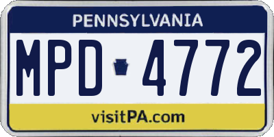 PA license plate MPD4772
