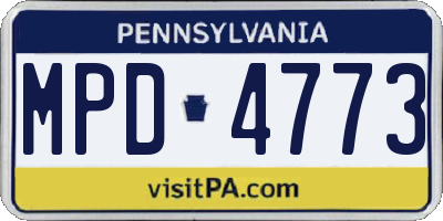 PA license plate MPD4773