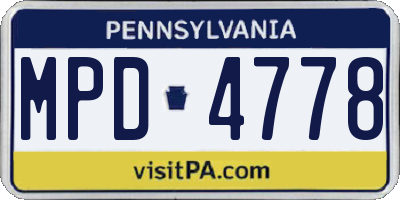 PA license plate MPD4778