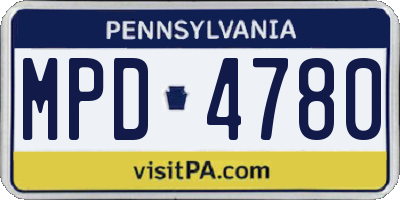 PA license plate MPD4780