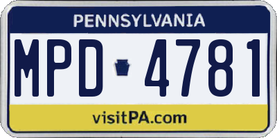 PA license plate MPD4781