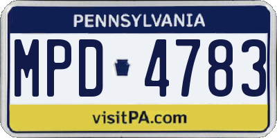 PA license plate MPD4783