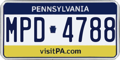 PA license plate MPD4788