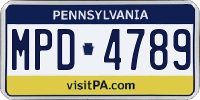 PA license plate MPD4789