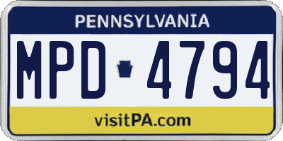 PA license plate MPD4794