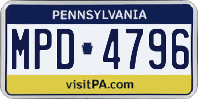 PA license plate MPD4796
