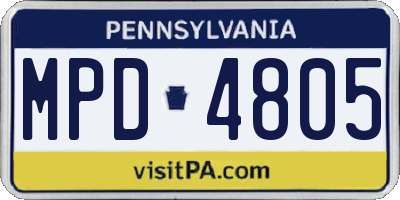 PA license plate MPD4805