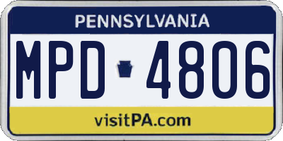PA license plate MPD4806