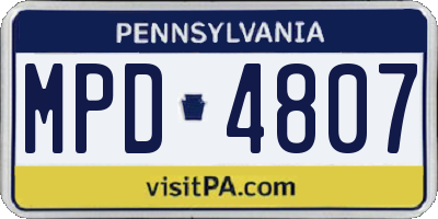 PA license plate MPD4807