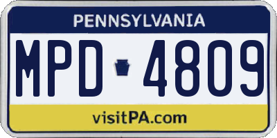 PA license plate MPD4809