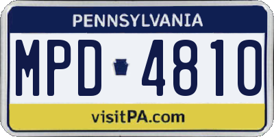 PA license plate MPD4810