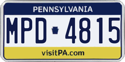 PA license plate MPD4815