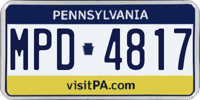 PA license plate MPD4817