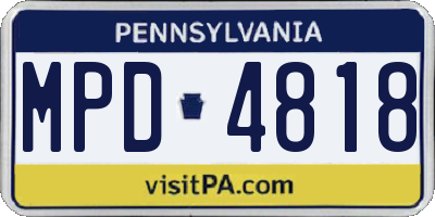 PA license plate MPD4818