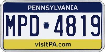 PA license plate MPD4819