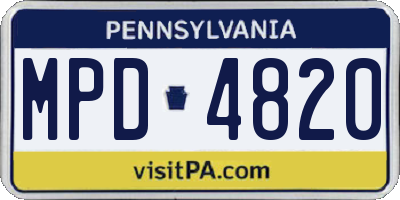PA license plate MPD4820