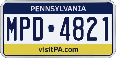 PA license plate MPD4821