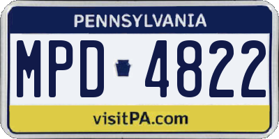 PA license plate MPD4822