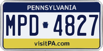 PA license plate MPD4827