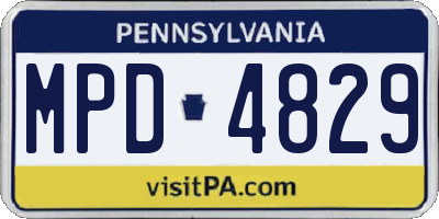 PA license plate MPD4829