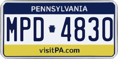PA license plate MPD4830