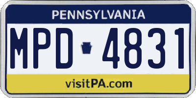 PA license plate MPD4831