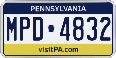 PA license plate MPD4832