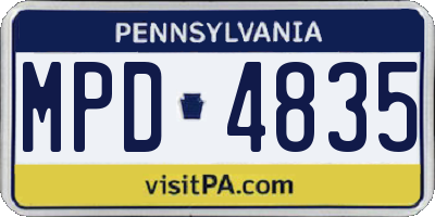 PA license plate MPD4835