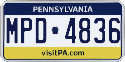 PA license plate MPD4836