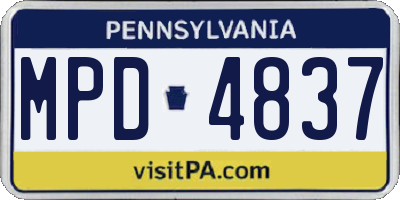 PA license plate MPD4837