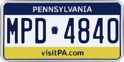 PA license plate MPD4840