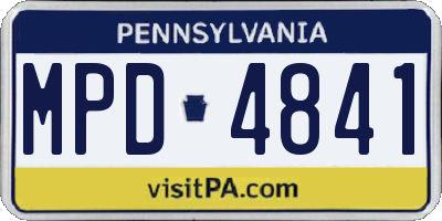 PA license plate MPD4841