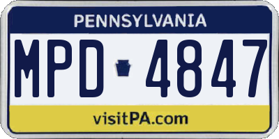 PA license plate MPD4847