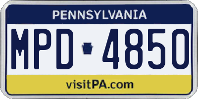 PA license plate MPD4850