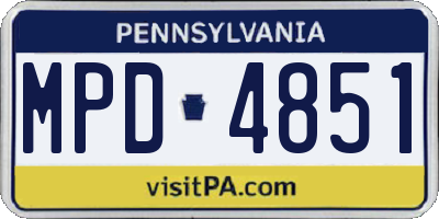 PA license plate MPD4851