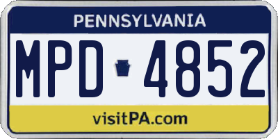 PA license plate MPD4852